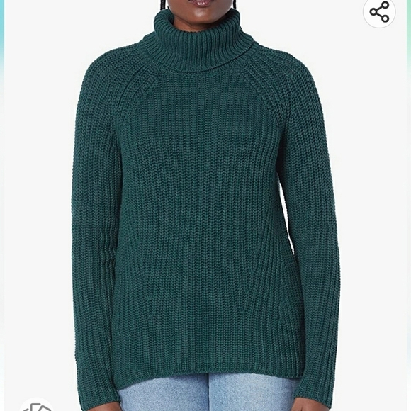 Goodthreads Relaxed-Fit Cotton Shaker Stitch Turtleneck Sweater Pine Heather S - Picture 1 of 8